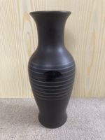 Schlanke Keramik Vase von West Germany, braun mit Streifen