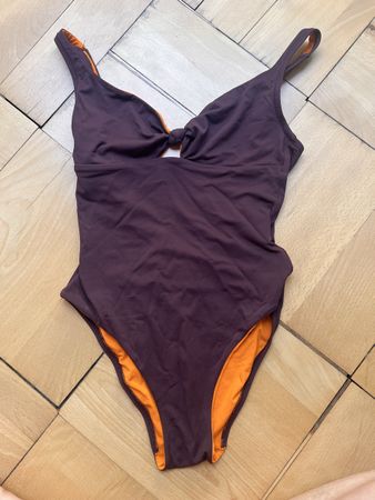 Badeanzug Braun-Orange Grösse 36