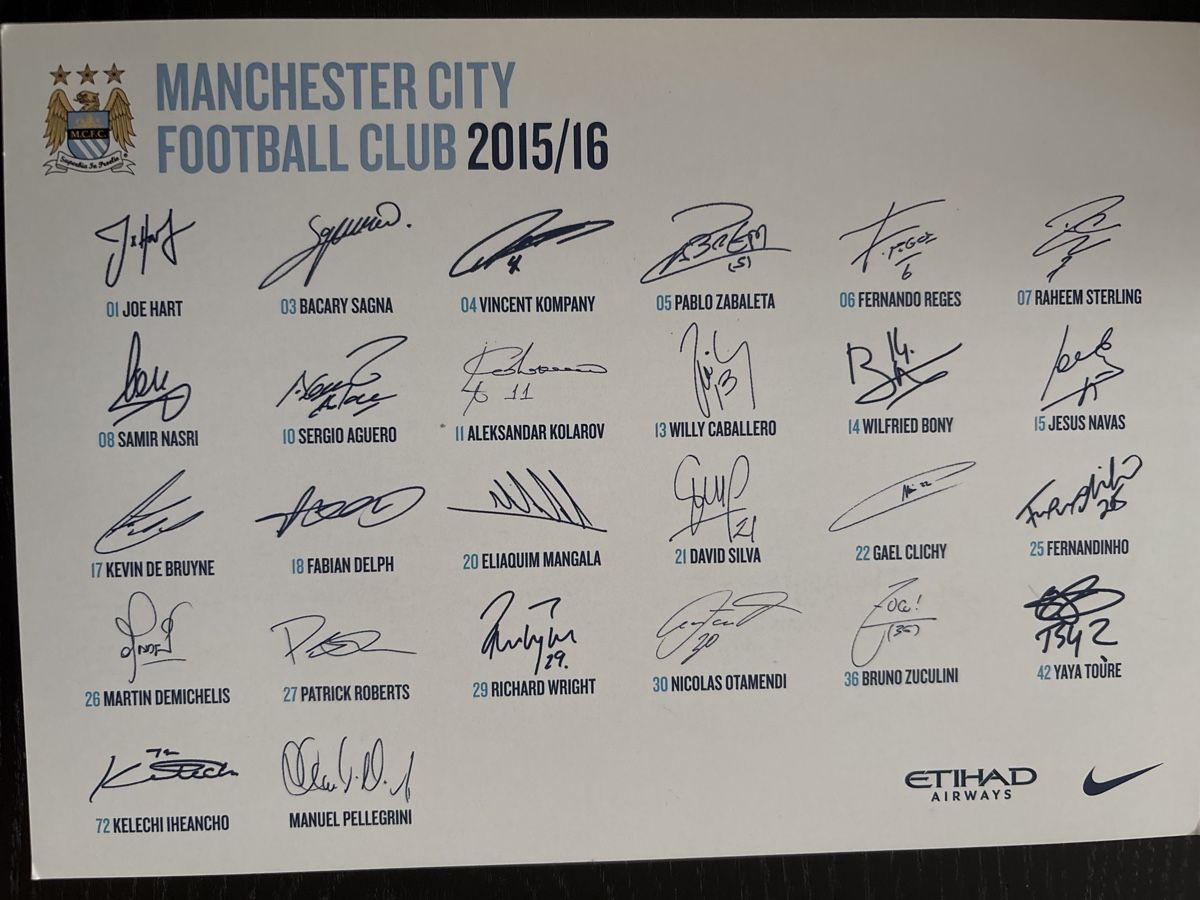 Autografi: ManCity Autogrammkarte Saison 2015/16 – Usato da Uetendorf venduto da hoisle 1