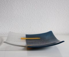 UNIKAT | Glasschale Dekoschale Obst 25x25 blau | Dekoration