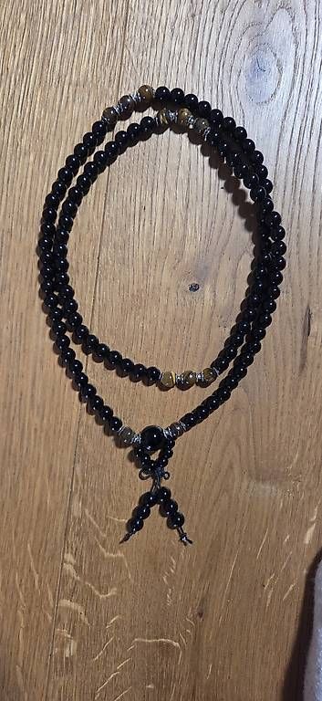 Catenine: 108 Perlen Buddha Obsidian & Tigerauge – Usato da Egliswil venduto da fab_tb28