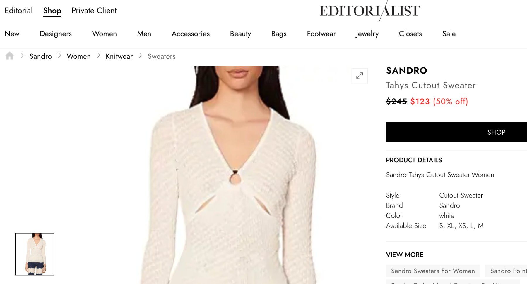 Sandro Top: New Sandro cut-out top - S – Nuovo e nell'imballaggio originale da St-Sulpice VD venduto da juhdu 8