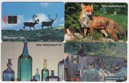 4 seltene Motiv Telefonkarten von SCHWEDEN