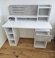 SCHREIBTISCH KINDER/JUGEND ZIMMER weiss - grau+ Bücherregal