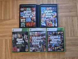 Lot of 5 GTA games for Xbox 360 GTA 3-Vice City- GTA 4-GTA 5