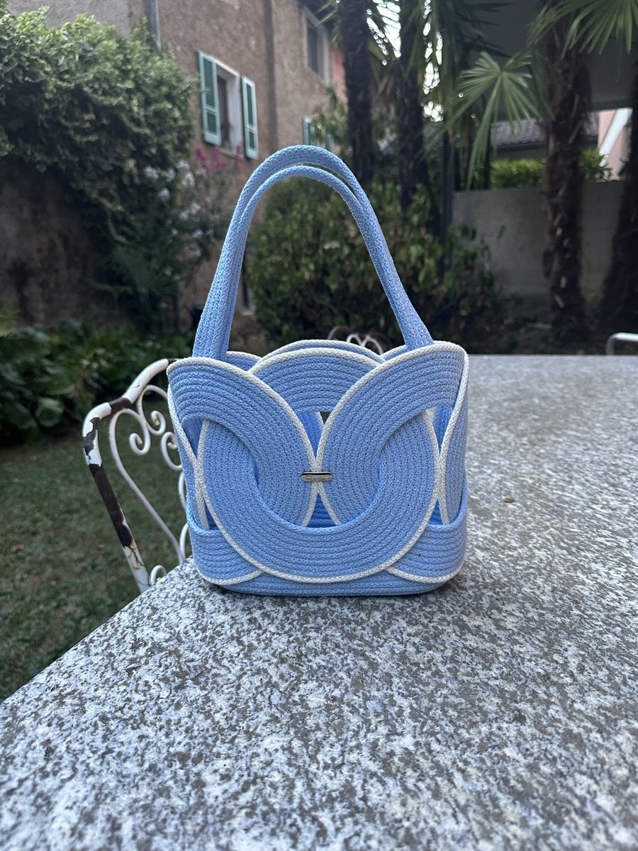 Borse da donna: Borsa piccola blu con corda bianca nuova – Nuovo e nell'imballaggio originale da Lugano venduto da Nicky-made9