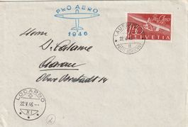 Flugpost Brief 1946-Lausanne-Locarno