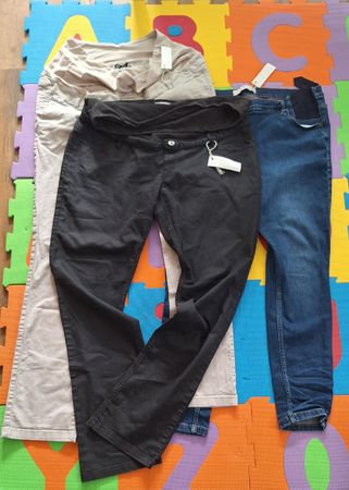 3 Umstandshosen Set beige schwarz blau