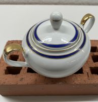 Elegante Vintage-Zuckerdose von Kahla – Gold/Kobaldblau