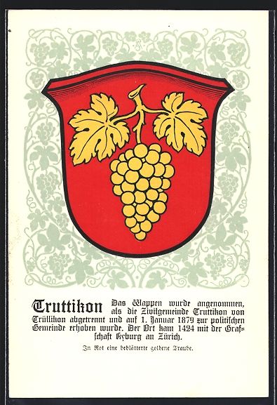 Cartoline postali: Truttikon, Wappen mit beblätterter Trau – Usato da Berlin venduto da bartko-reher