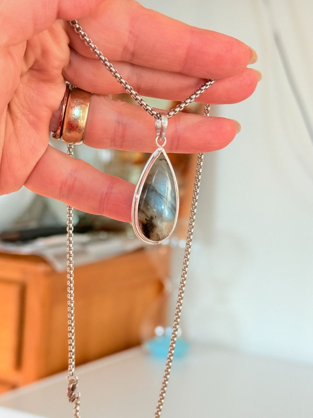 Catenine: Collier Labradorite naturelle – Nuovo e nell'imballaggio originale da Genève venduto da AGBERG 5
