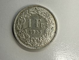 1 Fr. Silber Schweiz 1955 ss+