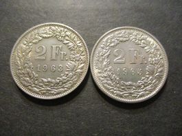 2 x 2.- Fr 1963 + 65  Superbes pièces  Top du Top