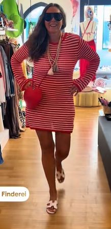 Mini-Strickkleid, rot/weiss gestreift