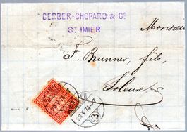 1874 FALTBRIEF ST IMIER SOLEURE (SOLOTHURN) SITZENDE HELVETI