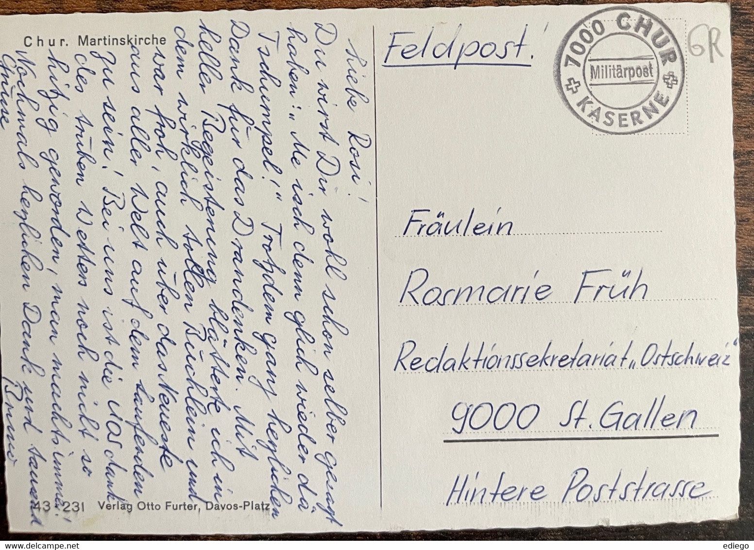 Cartoline postali: AK:  CHUR - MARTINSKIRCHE – Usato da Lutry venduto da Ediego 1
