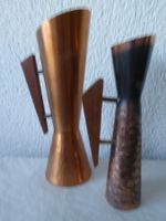 2 Vasen Kupfer und Holz Mid-Century Deko 50er 60er Jahre