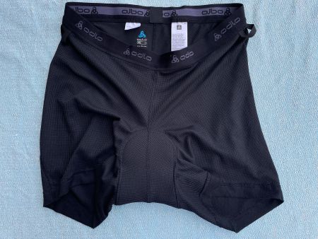 Schwarze ODLO Damen Radlerhose / Velohose Gr. L Gepolstert