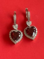 Luxus Elegante Zirkonia Ohrstecker Farbe:Silber / Rot