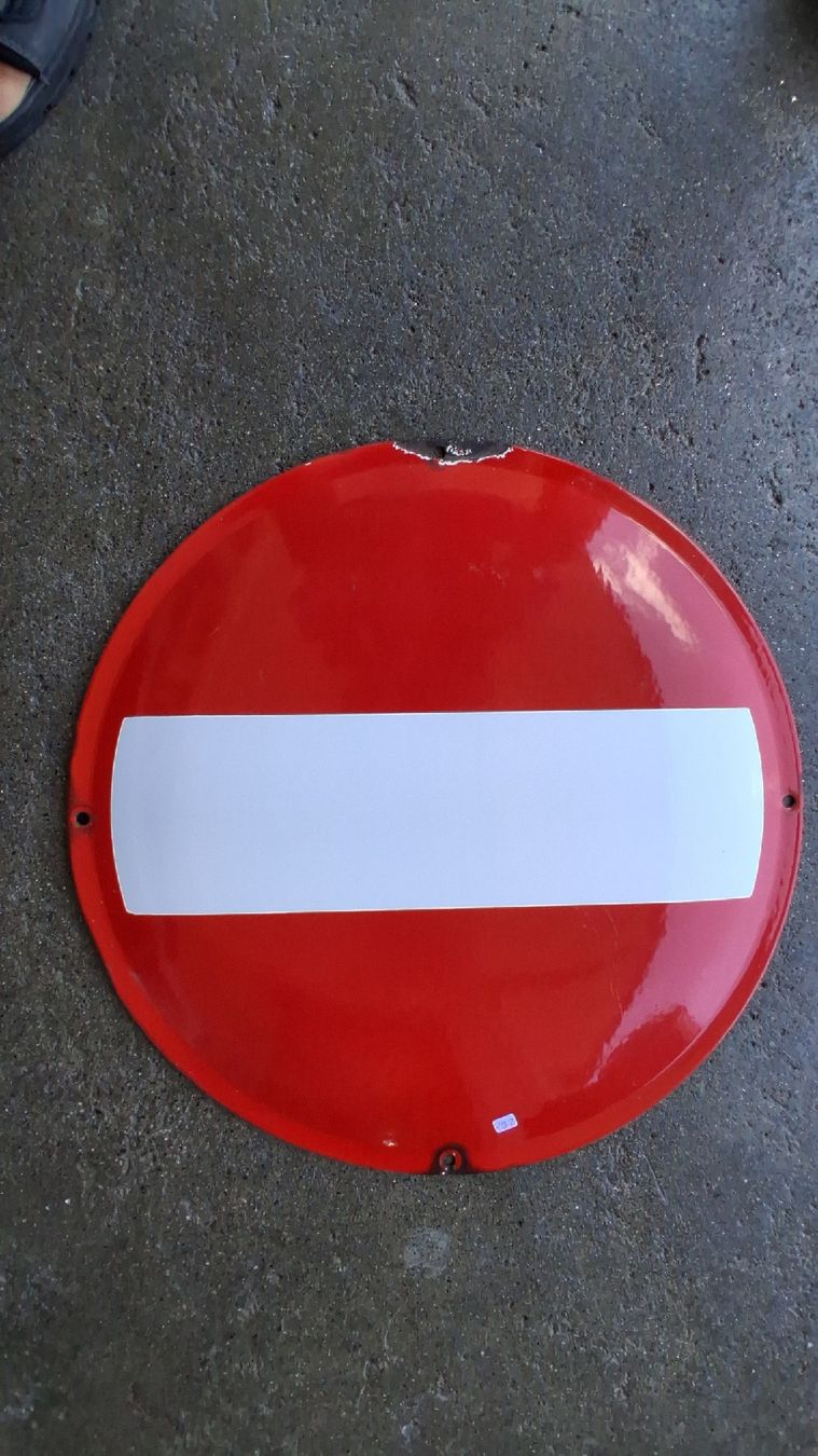 Insegne: Verkehrsschild Verbot Einfahrt durchm. 40cm Metall Email – Usato da Schachen LU venduto da Brocki6105Schachen