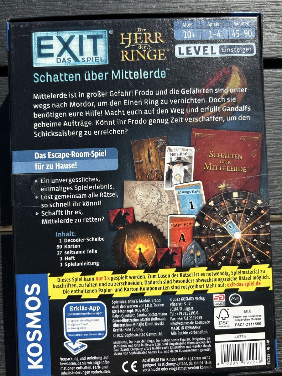 Kosmos Giochi: Exit - Das Spiel: Der Herr der Ringe -  Schatten Top – Nuovo (secondo la descrizione) da Wolhusen venduto da eve_m6cg 2
