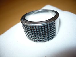 massiver Edelstahlring rhodiniert, neu