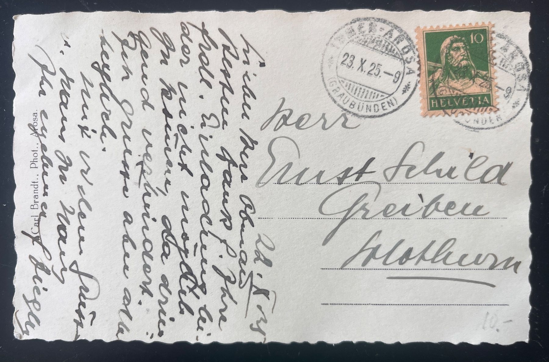 Ansichtskarten: AK Arosa 1925 – Gebraucht aus Biberist von Edelfloh 1