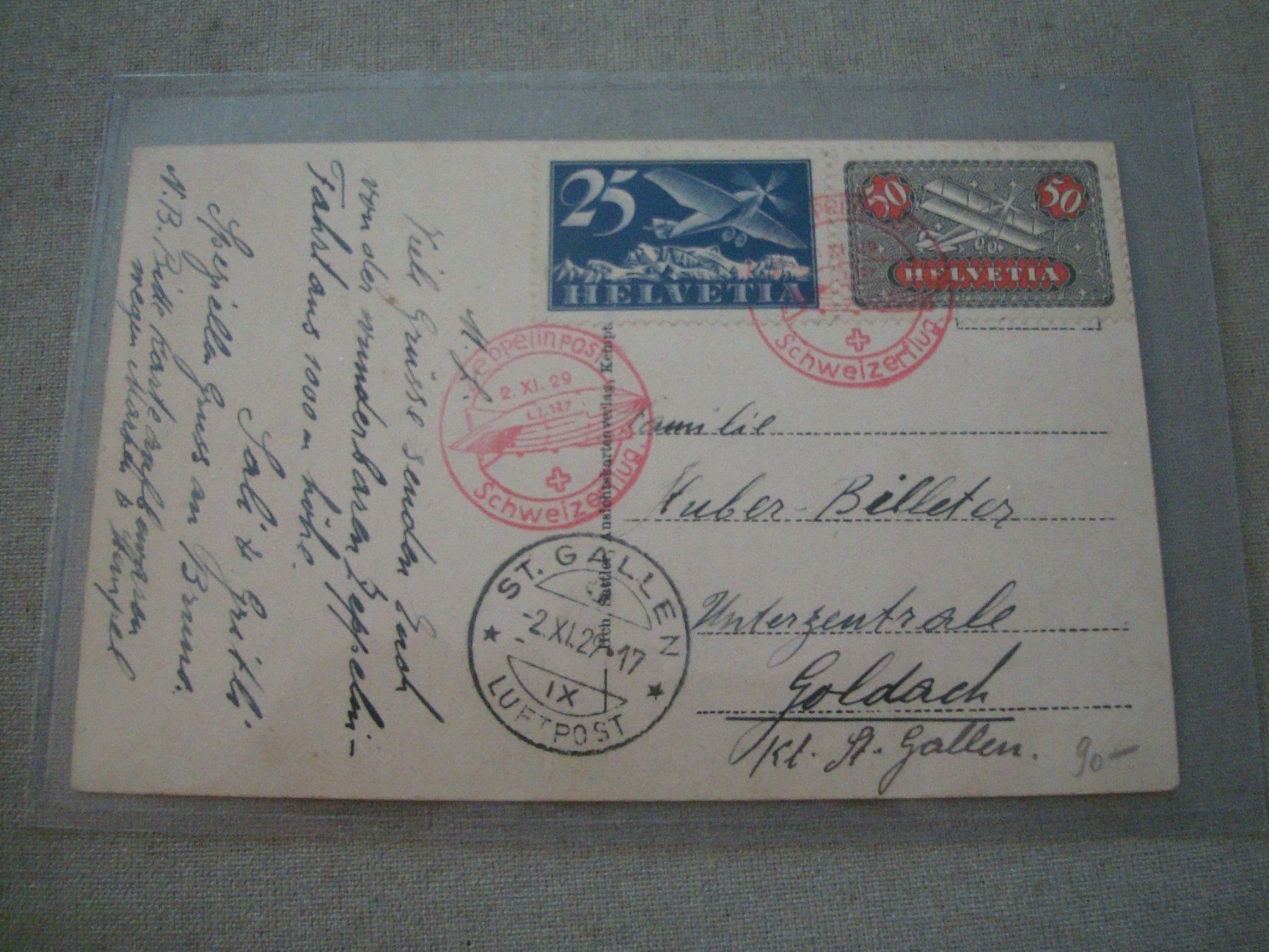 AK - Zeppelin Post - Schweizerflug - 2.XI.29 (Gebraucht) in Neuenegg ...