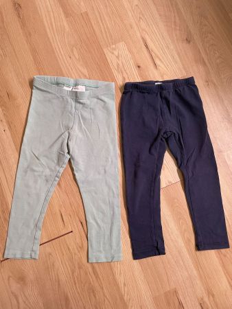 H&M Leggings Set 2 Stück, Grösse 98, blau, hellgrün
