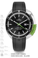 Edox Hydro Sub Quartz 53200 3NVM NIN Grün & Gummiband Schwar