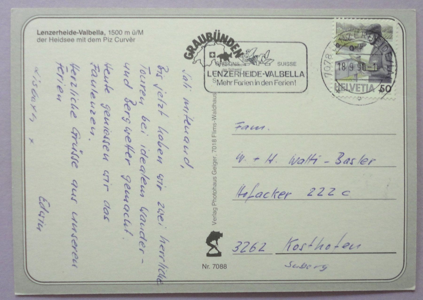 Cartoline postali: Lenzerheide-Valbella, der Heidsee – Usato da Fétigny venduto da Billy2miny 1