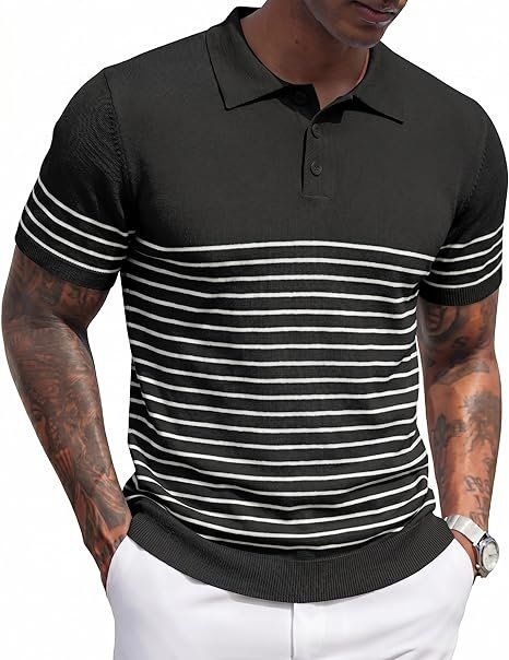 Polo-Shirts: Herren Strick Poloshirt gestreift Kurzarm – Neu und originalverpackt aus Suhr von SchnapperCH
