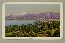 GENF, GENÈVE, MONT BLANC, ALTKOLORIERTE AQUATINTA DIKENMANN