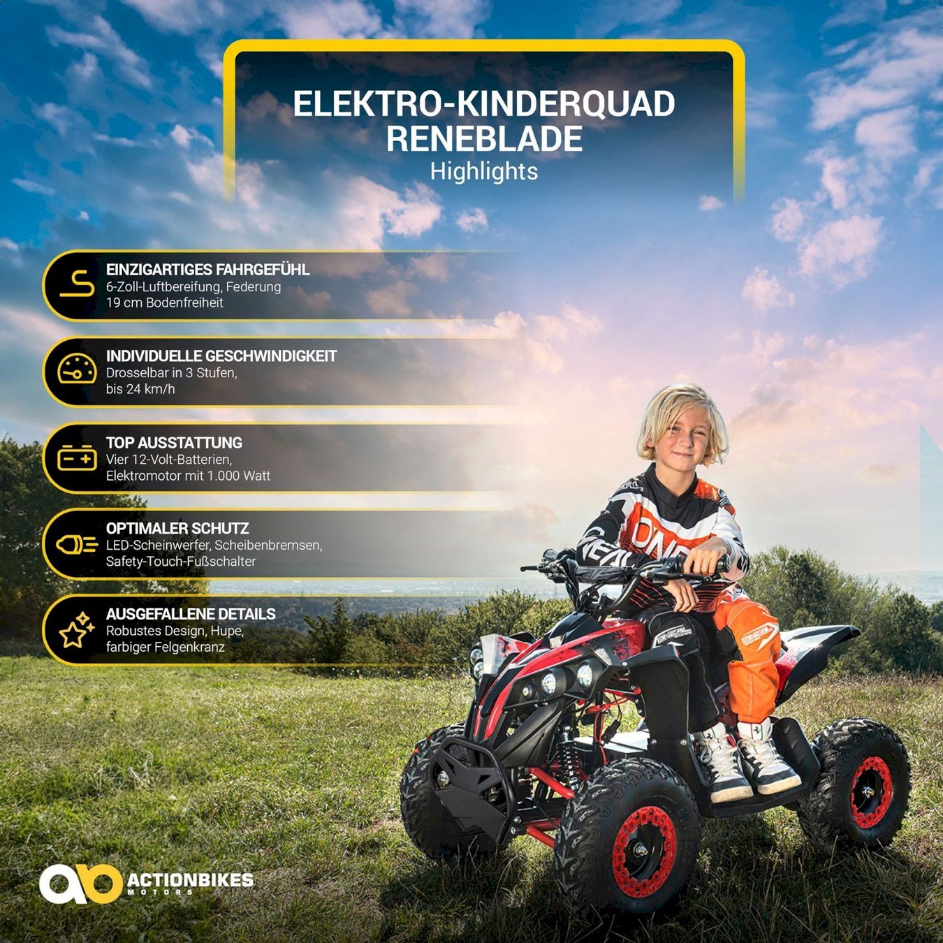 Veicoli per bambini: Actionbikes RENEBLADE Elektro-Kinderquad – Nuovo e nell'imballaggio originale da Bottighofen venduto da zaap 1