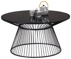 Couchtisch rund schwarz Metall Glasplatte
