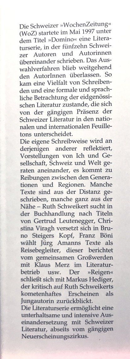 Libri: Meier Simone, Domino - Ein Schweizer Literaturreigen – Nuovo e nell'imballaggio originale da Sarnen venduto da Livres 2