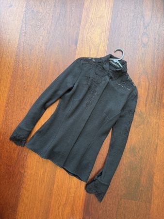 Haut noir en laine et dentelle Ermanno Scervino taille-40