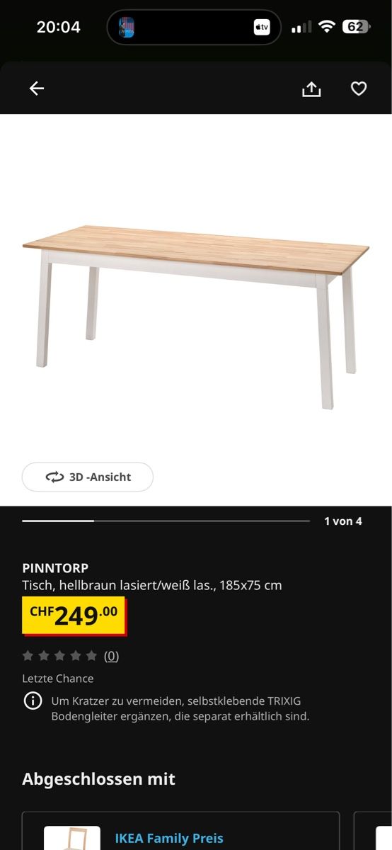 Ikea Tische: Esstisch Pintorp – Gebraucht aus Kilchberg ZH von elv_jdk8