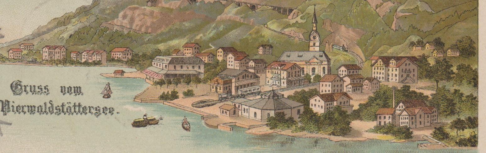Cartoline postali: Vitznau   :   alte Litho-Ansichtskarte gest. 1896 – Usato da Vitznau venduto da Ropaku 1