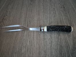 Antike Tranchiergabel mit Horngriff