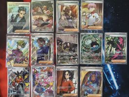 12 Pokemon Sammelkarten Trainer und Illustrationen 