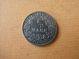 Dt. Reich 1916 D, 1/2 Silbermark