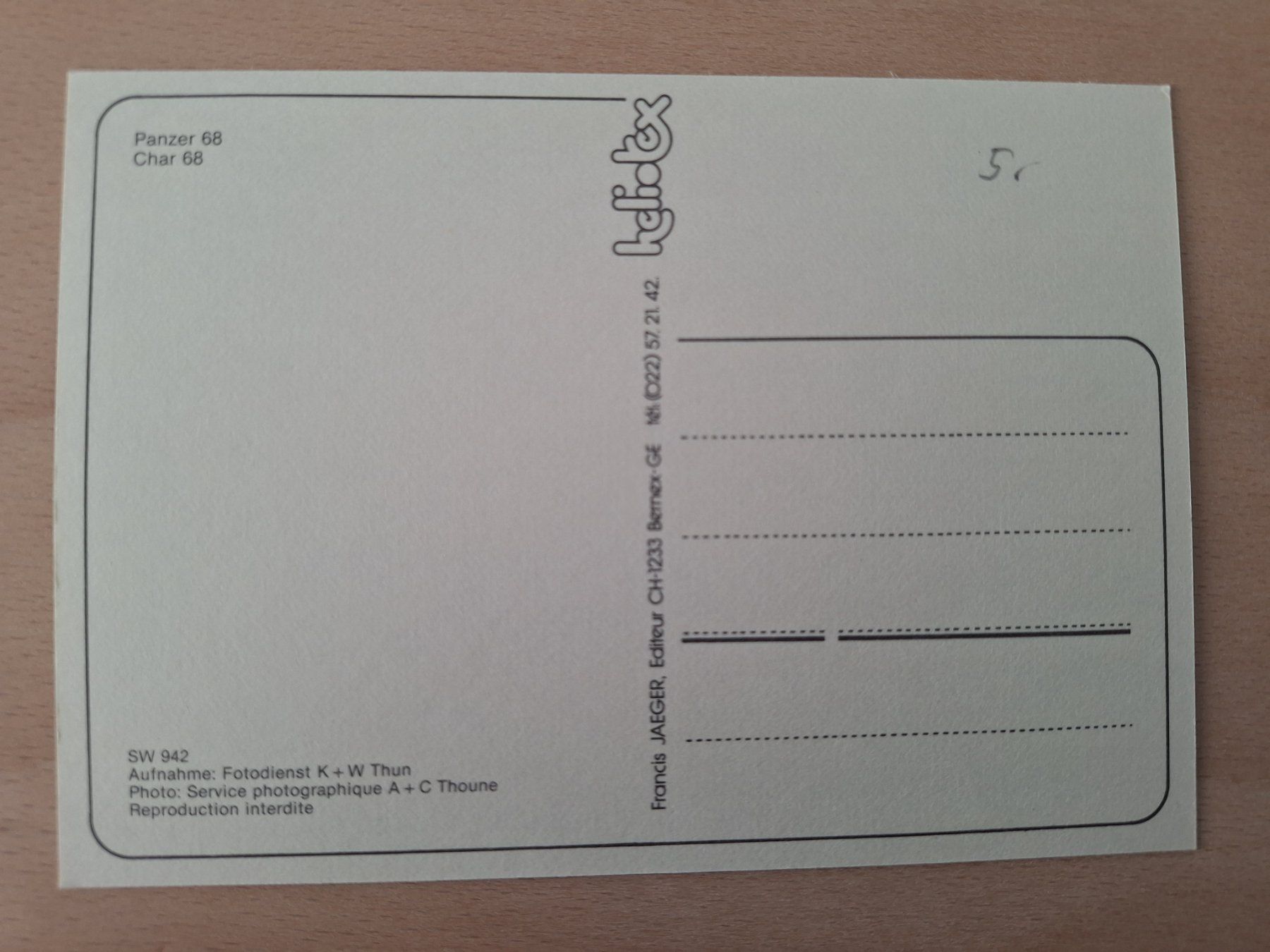 Cartoline postali: AK Militär Schweiz, Panzer 68 – Usato da Lohn-Ammannsegg venduto da Beo71 1