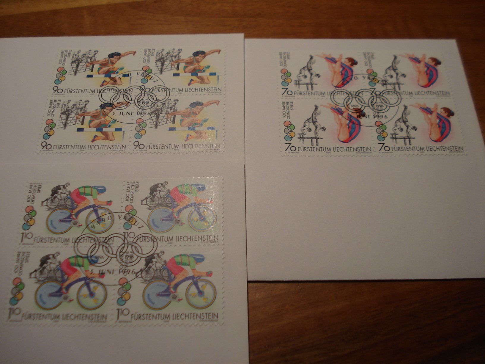 Tutti i francobolli: Liechtenstein, FDC Olympia, 1996, FDC Satz,  Einzel + 4e – Usato da Niederwil AG venduto da morostahu
