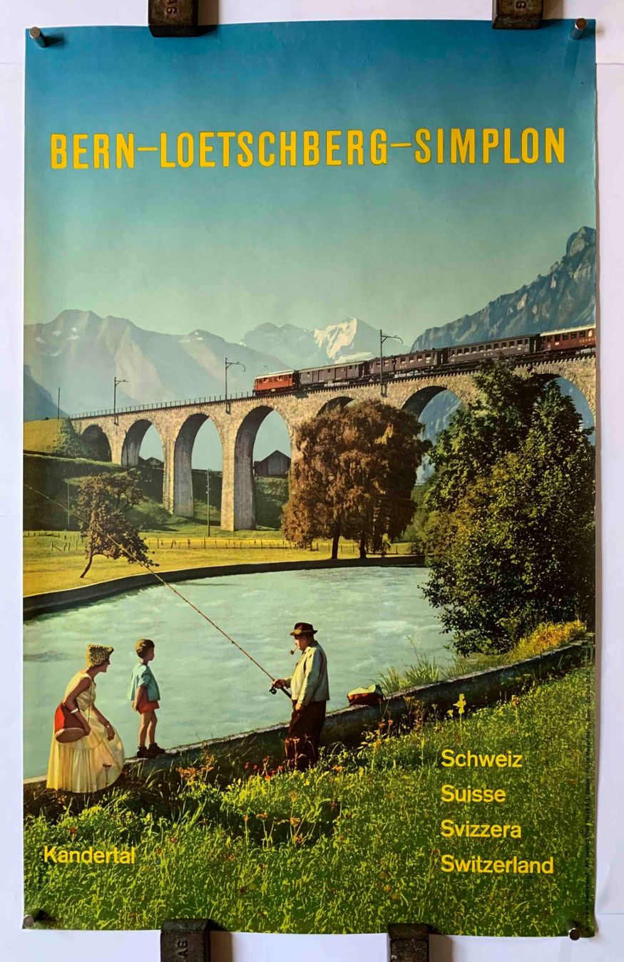 Foto & Immagini: Bern-Loetschberg-Simplon vintage Poster Plakat – Usato da Goldau venduto da Balkonia09