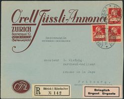 1927 - Tellbrustbild - Dringlich R Brief - MeF - Perfin