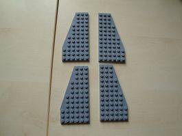 Lego Teile Flügelplatten je 2x rechts+links 6x12 sand grau