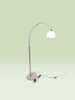 Bogenlampe Chrom mit Marmorfuss weisser Schirm gebraucht