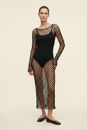 Robe Filet Noir Longue Manches Longues T. S