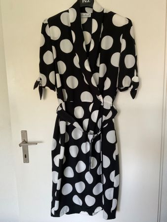 Schneberger elegantes Kleid Gr 42 Wickelkleid schwarz/weiss
